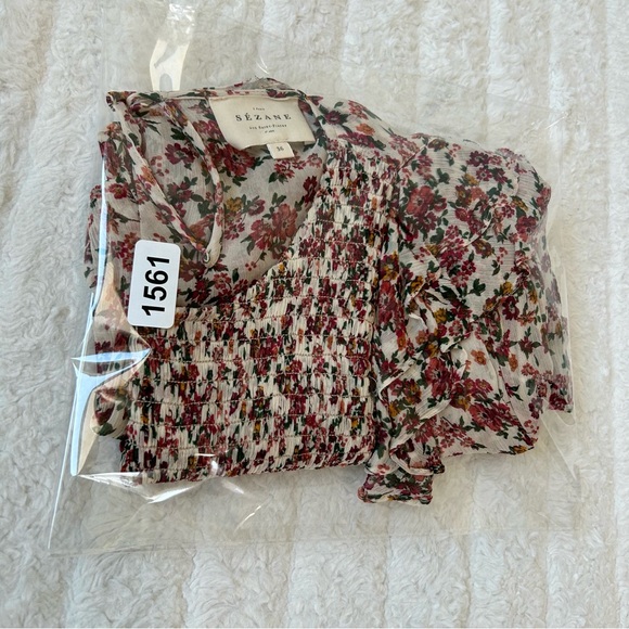 SEZANE Miro Blouse Multicolored Print Womens Sz 36 US4 Fun Festival Feminine - Picture 13 of 13
